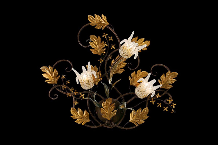 люстра Armonia цветочная с золотистыми листьями