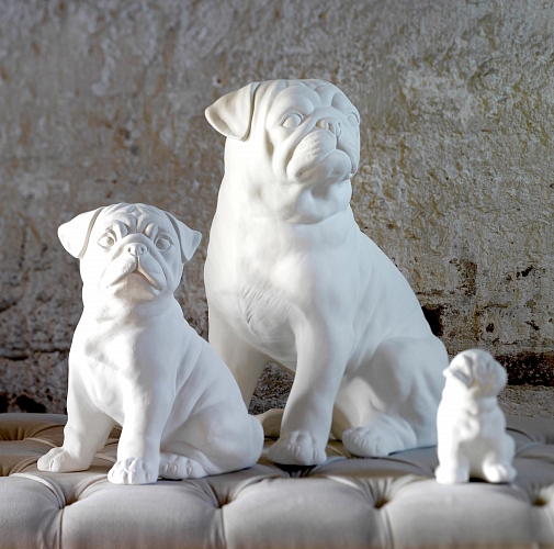 Гипсовые декоративные фигурки собак из серии D'AR Carlino Bisc мопс